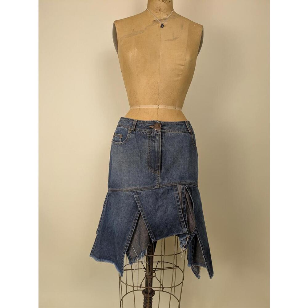 Y2K Plein Sud fringe denim skirt